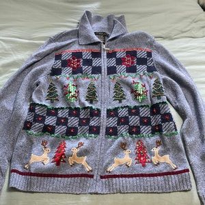Reference Point Zip Up Holiday Sweater